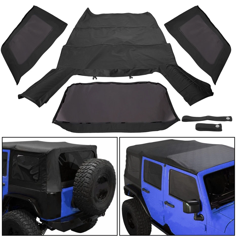 适用于 2007 - 2009 年 JEEP WRANGLER JK 软顶黑色 4 门带有色窗户 — 第 2/4 张图片