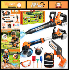 10-in-1 Kids Outdoor Tool Set - Leaf Blower, Weed Wacker, Chainsaw Toys for Ages