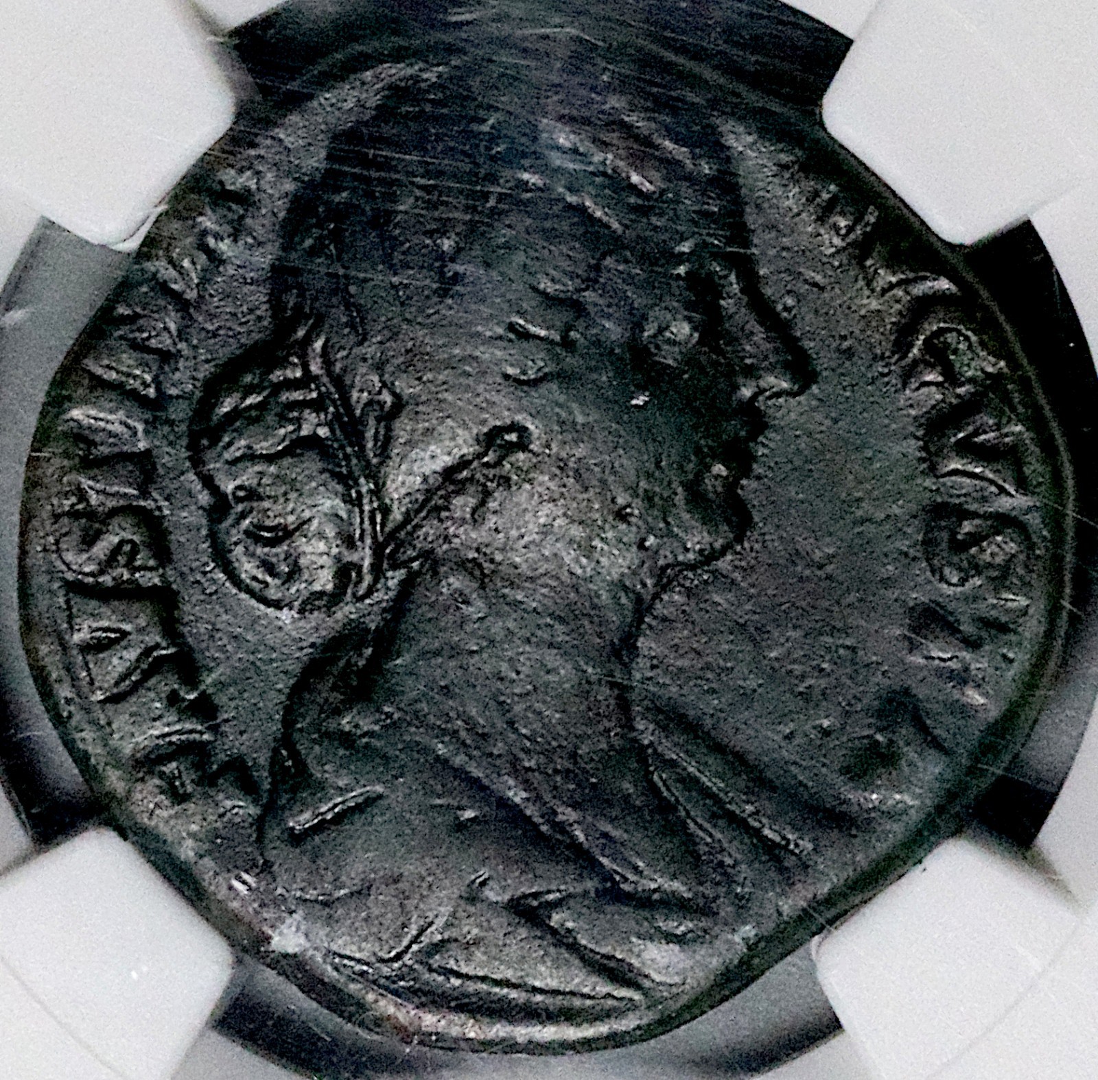 161 NGC Ch F Faustina Jr Roman Empire AE Sestertius Cybele Fertility (26062704C)