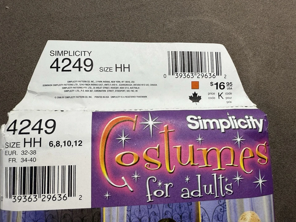 Uncut Simplicity Adult Costume Pattern, Size6,8,10,12 Belly Dancer Etc - Image 2 of 4