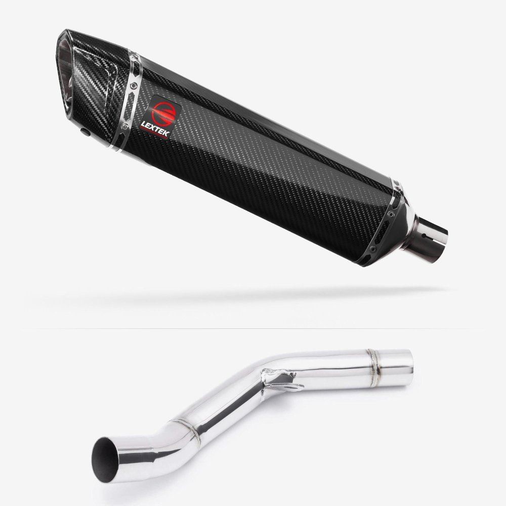 Lextek SP7C Carbon Fibre Exhaust 400mm with Link Pipe for Kawasaki Z800 (13-16)