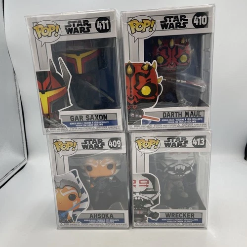 Lot Of 4 Funko Pop Star Wars Ahsoka Tano Bo-Katan Gar Saxon Wrecker W Sleeves