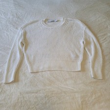 IRO Open Knit Cropped Sweater Long Sleeve Womens Size XS 100 Cotton White