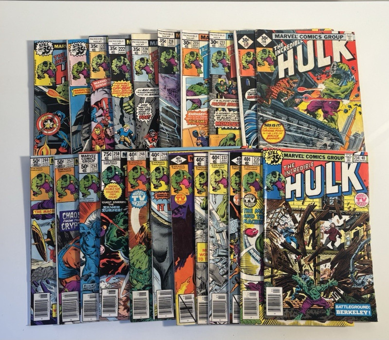 Incredible Hulk Bronze Age Lot 24 Marvel Run #208-260 High Grade VF