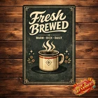 Vintage Hot Coffee Tin Sign Retro Cafe Decor 8x12 Metal Wall Art for Office