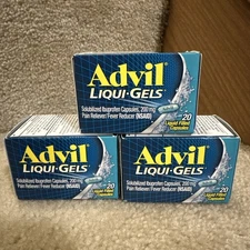 Advil Liqui-Gels Pain Relievers Liquid Filled Capsules 200 Mg Ibuprofenn 20ct x3