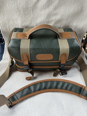 AMBICO Green Vinyl Camera Shoulder Bag Case Padded Strap Dividers Lens
