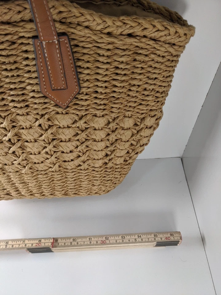 Bolso hobo de paja tejido para mujer Bolso de hombro Bolso grande Cartera Verano Playa Beige Foto 4 de 4