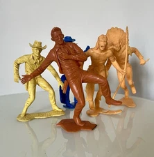 Louis Marx Cowboy and Indians 6 Inch Figures Action Figures Lot of 3 +2 Unmarked