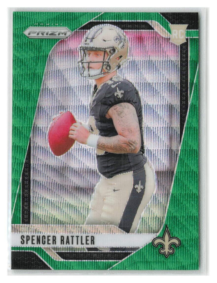 Spencer Rattler 2024 Panini Prizm Green Wave RC #388-New Orleans Saints