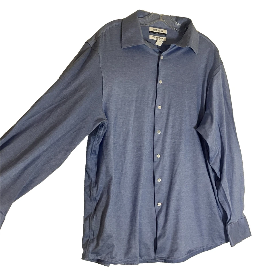 Daniel Cremieux Shirt Mens 17.5 36 Blue Slim Fit Button Down Pima Cotton Stretch - Image 4 of 4