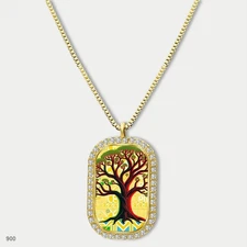 Amazing Colorful Tree of Life Pendant Necklace Chain Image Dog Tag Chain Gift De