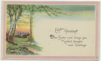 Easter Greetings This Card Brings Kindest Thoughts 1920 Antique Postcard