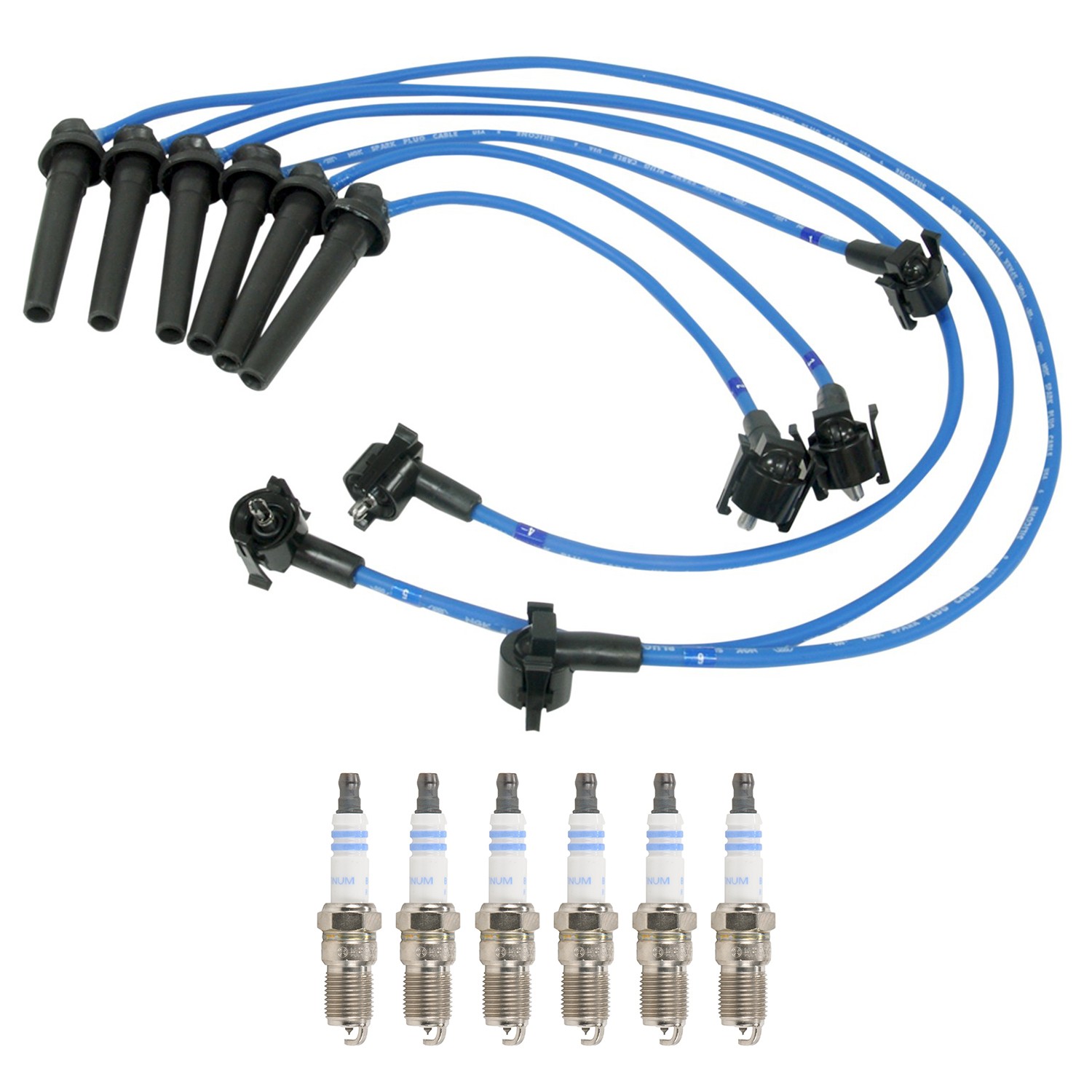 NGK Wire Set  Bosch 6 Platinum Spark Plugs Kit for Contour Cougar Mystique V6