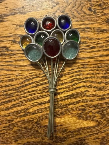 Vtg Tiffany Style Stained Glass Collectors Society Ten Balloon Suncatcher