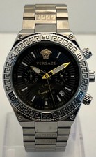 Gorgeous Versace Greca Action Chronograph Black Dial Date Men's Wristwatch