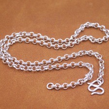 Pure 999 Fine Silver Necklace Women Man's 4.5mm Rolo Chain Link 18inch /15-16g