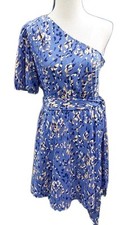 *NWT*Nine West Large One Shoulder Belted Mini Blue Summer Dress #g1
