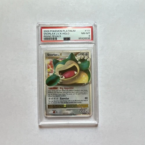 Pokémon TCG Snorlax LV.X Rising Rivals Holo Ultra Rare 130 HP 111/111 PSA 8