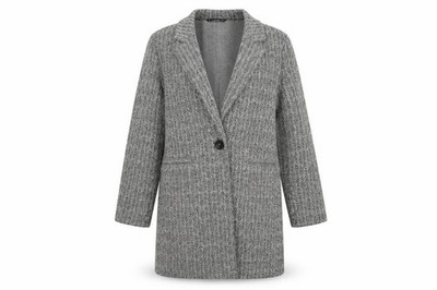 Dunnes Stores Damen Mantel Gr. M UK '' Grau Geometrisch Mittellang Knopf