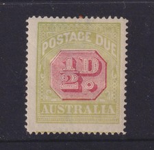 AUSTRALIA, POSTAGE DUE, 1923 Crown A, 1/2d. Carmine & Yellow Green, lhm.
