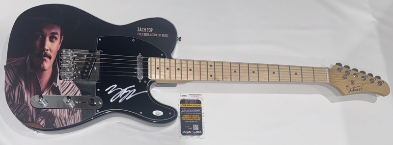 ZACH TOP SIGNED CUSTOM COLD BEER & COUNTRY MUSIC ELECTRIC GUITAR JSA COA