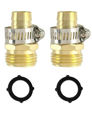 2Pack Garden Hose Repair Kit for 5/8'' Hoses, HeavyDuty Brass Male Quick Conne...
