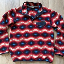Patagonia Women's Aztec Synchilla Snap T Fleece Pullover Red Wild Desert Size M