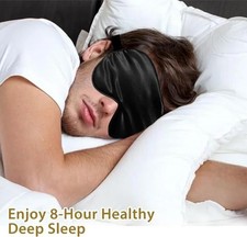 Silk Sleep Mask 100 Blackout Eye Mask Zero Pressure Adjustable Strap Travel Use