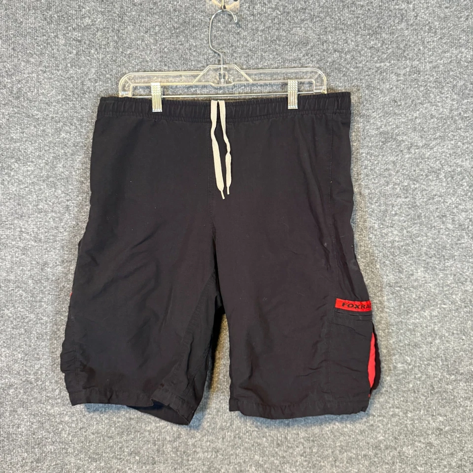 Pantalones Cortos de Ciclismo Fox Racing Para Hombre Medianos Negros Rojos Borde Reflectante Cordón Carga Foto 2 de 4