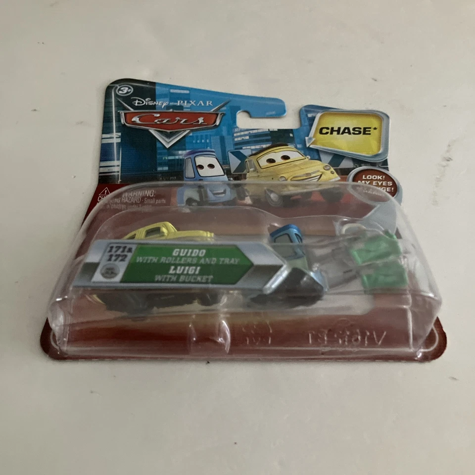 Disney Pixar Cars Chase Guido With Rollers And Tray  Luigi With Bucket Nice! - Image 2 of 4