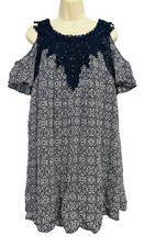 Knox Rose Dress Womens 2XL Boho Cold Shoulder Crochet Lace Lined Floral