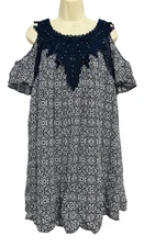 Knox Rose Dress Womens 2XL Boho Cold Shoulder Crochet Lace Lined Floral