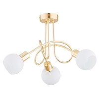 Deckenleuchte 3-Flammig Glas Metall Gold E14 L:49 Cm Deckenlampe Schlafzimmer