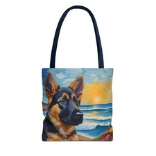 German Shepherd Puppy Polyester Tote Bag: Adventure Awaits 