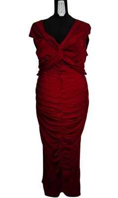 Couture Kleid bordeaux lang Hollywood Diva Style mit Drapierungen