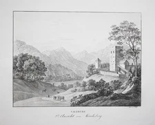 Salzburg Mönchsberg Austria View Lithograph Kunike 1826