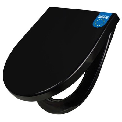 Premium WC-Sitz schwarz mit Softclose Absenkautomatik Toilettendeckel D-Form