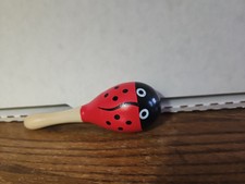 Kids wooden maraca rattle shaker toy - ladybird