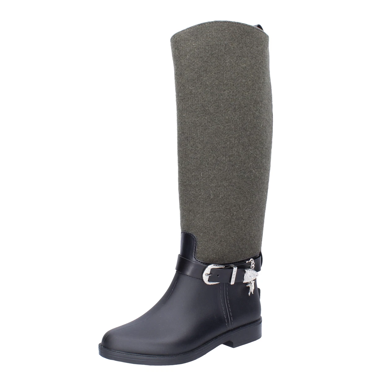 shoes women TRUSSARDI JEANS boots green textile black rubber BG200