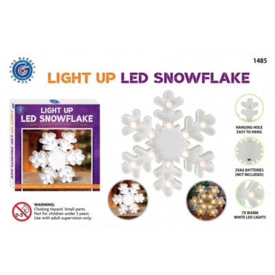 Schneeflocke LED Nachtlicht Lampe Kinder Form Batteriebetrieb 25 cm Weihnachten