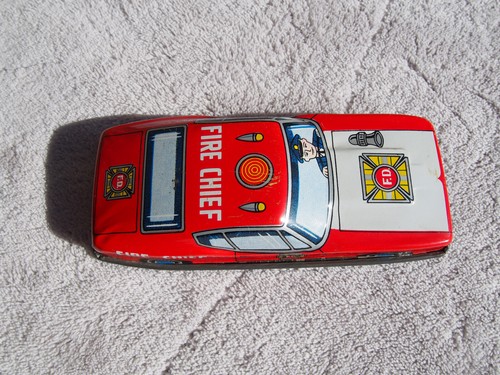 Vintage Tin Friction FD Fire Department Chief #7237 Squad Car Japan 1970's - Picture 6 of 7