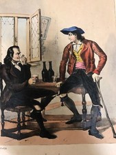 C3/6-LITHOGRAPHIE N12 - PINGRET - PYRENEES -BASQUES DU VILLAGE DE CANNE-1834