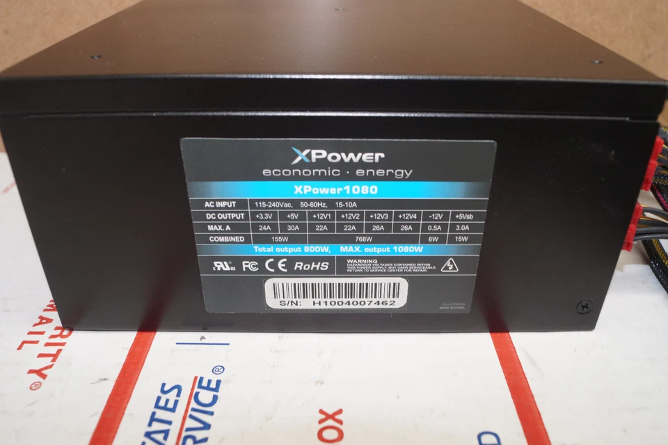 HEC XP1080 XPOWER 800W Continuous Modular Computer Power Supply Gaming Blue LED - Image 2 of 4