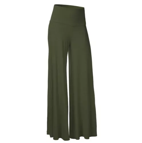 Pantaloni lunghi UK donna ufficio larghi elasticizzati vita alta gamba larga Palazzo UK - Foto 27 di 45