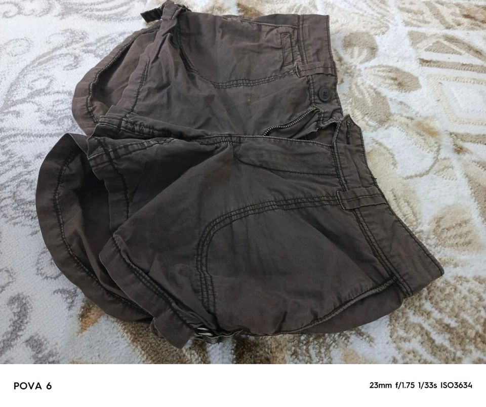 Pantalones Cortos Mujer Marrón Playa A Fiesta Bolsillos Lino Informal Carga Foto 3 de 4