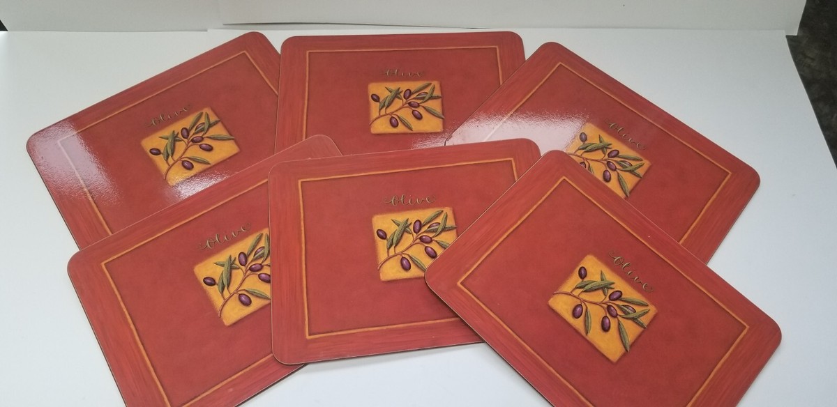 Set of 6 Jason New York Botanical Garden Olive Hard Cork Backed