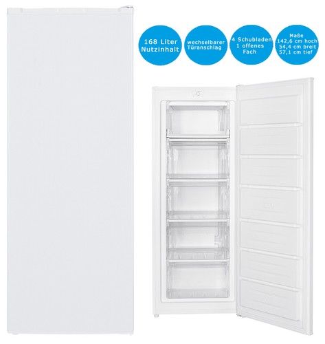 PKM Gefrierschrank Eisschrank 168L weiß Tiefkühler 55 cm breit leise - Bild 1 von 6