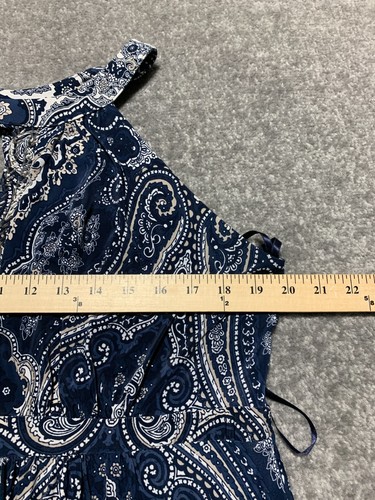 INC International Concepts Women Maxi Dress Size 1X Blue White Paisley Stretch - Picture 12 of 13