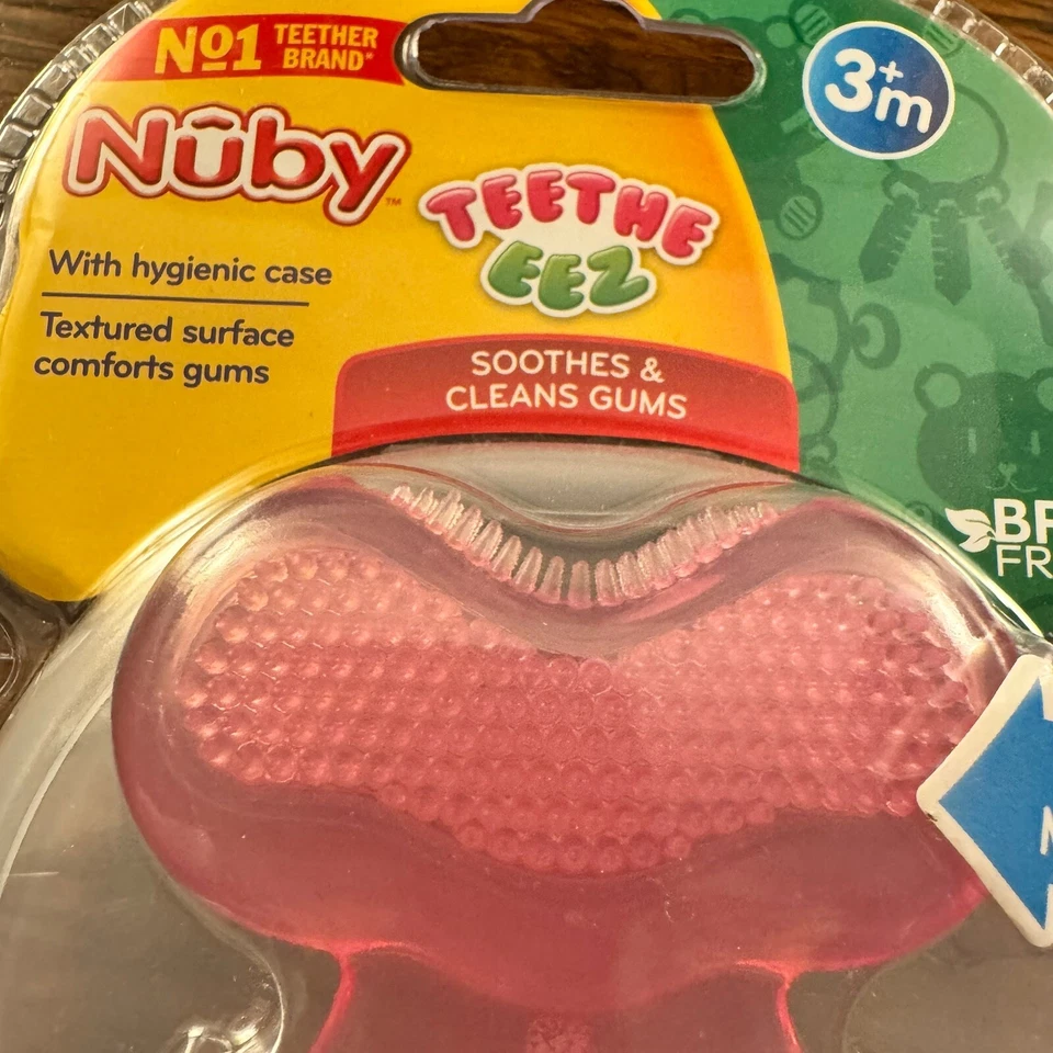 Nuby Silicone Teether Teethe-EEZ Teether w/ Bristles - Soothes Gums With Case - Image 2 of 4